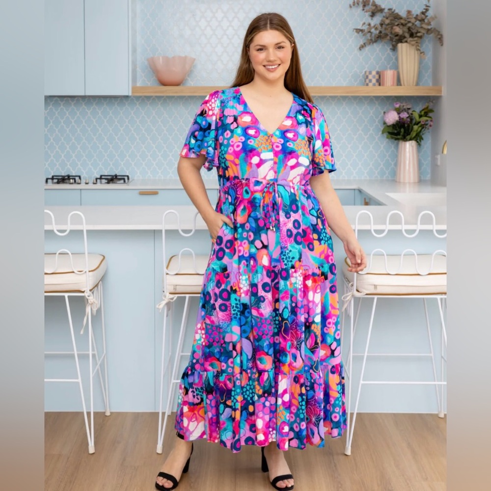 Proud poppy Bonnie dress midnight safari size 26 28 30 plus size maxi NWT $148